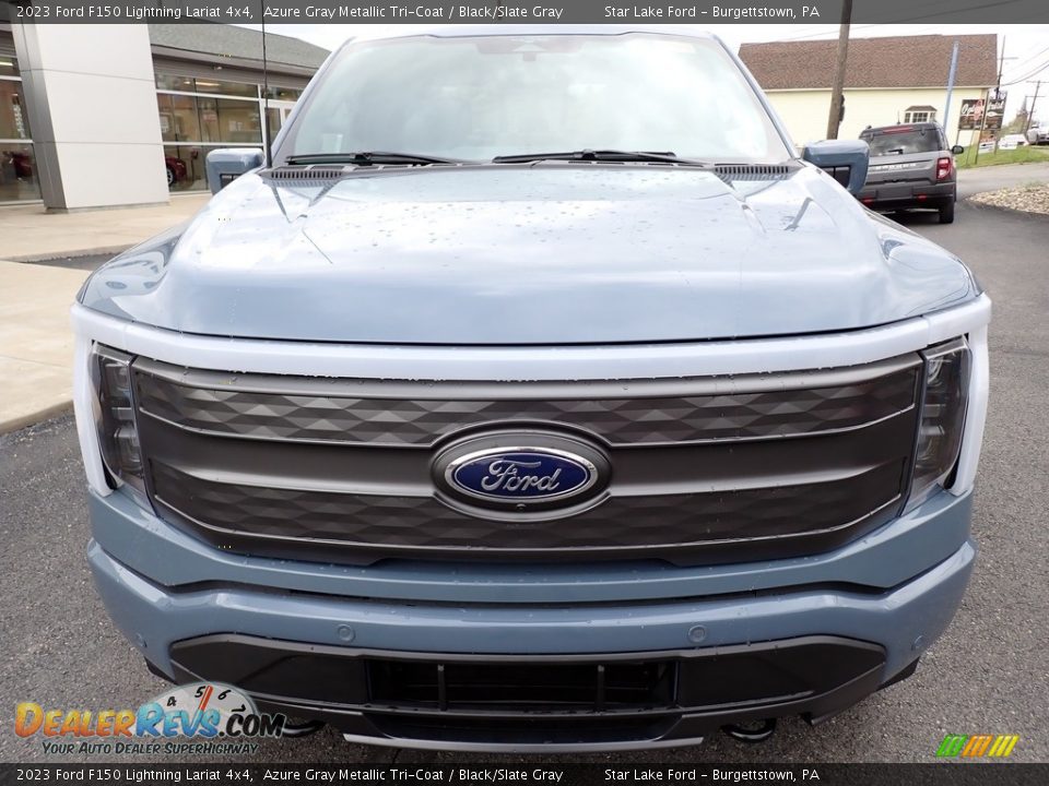 2023 Ford F150 Lightning Lariat 4x4 Azure Gray Metallic Tri-Coat / Black/Slate Gray Photo #9