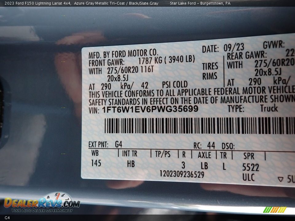 Ford Color Code G4 Azure Gray Metallic Tri-Coat