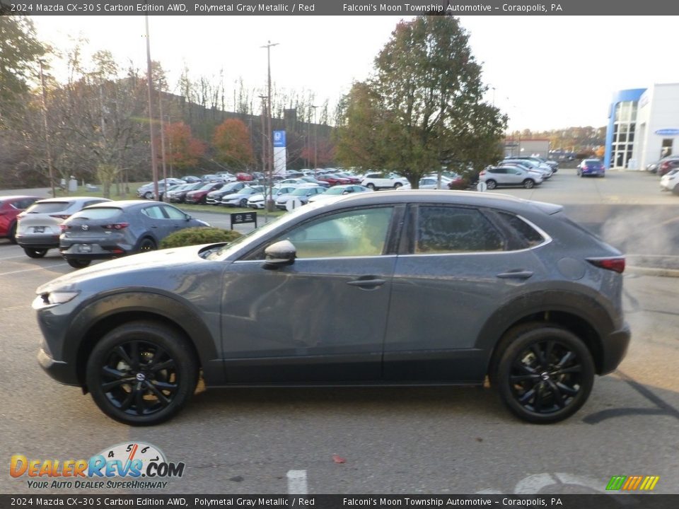 2024 Mazda CX-30 S Carbon Edition AWD Polymetal Gray Metallic / Red Photo #5