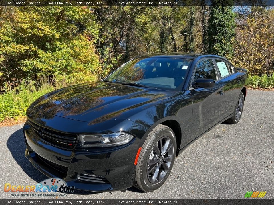 Pitch Black 2023 Dodge Charger SXT AWD Blacktop Photo #2