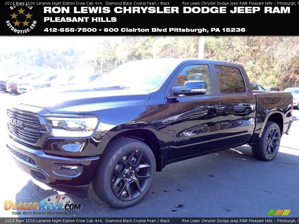 2024 Ram 1500 Laramie Night Edition Crew Cab 4x4 Diamond Black Crystal Pearl / Black Photo #1