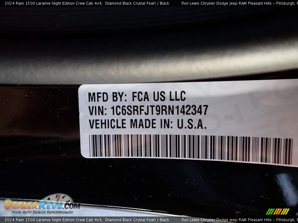 2024 Ram 1500 Laramie Night Edition Crew Cab 4x4 Diamond Black Crystal Pearl / Black Photo #15