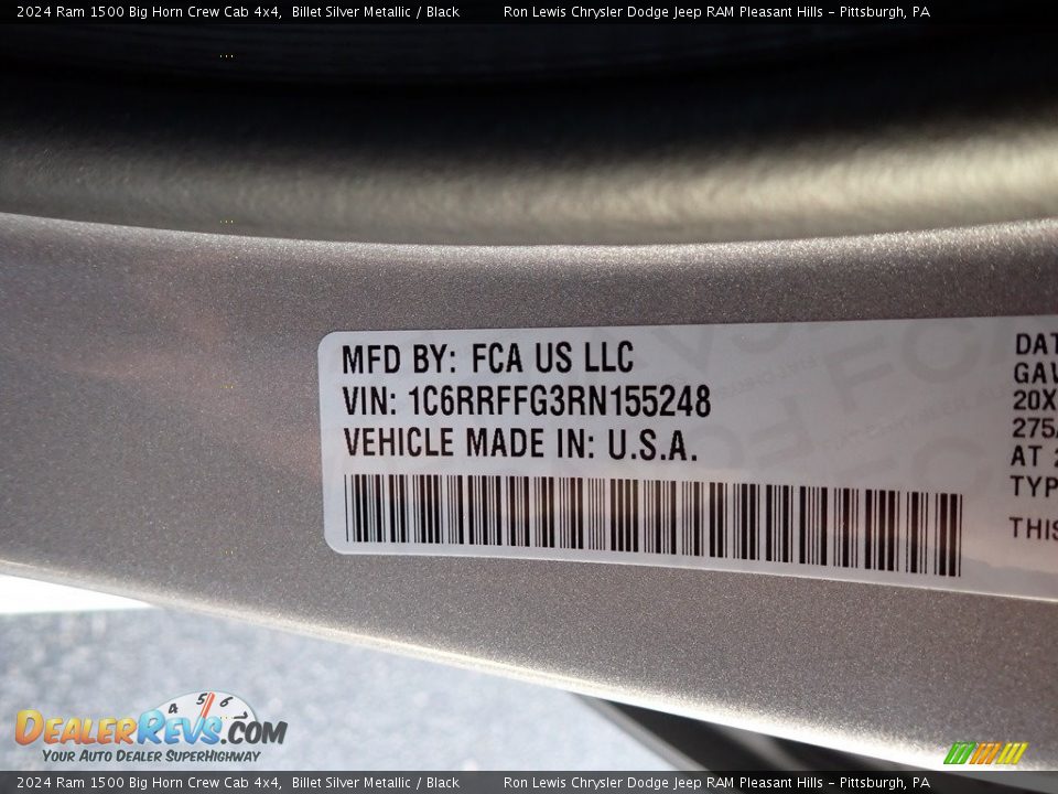 2024 Ram 1500 Big Horn Crew Cab 4x4 Billet Silver Metallic / Black Photo #15
