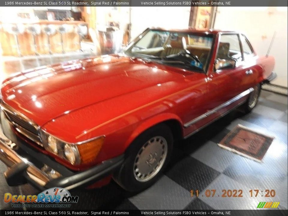 1986 Mercedes-Benz SL Class 560 SL Roadster Signal Red / Palomino Photo #1