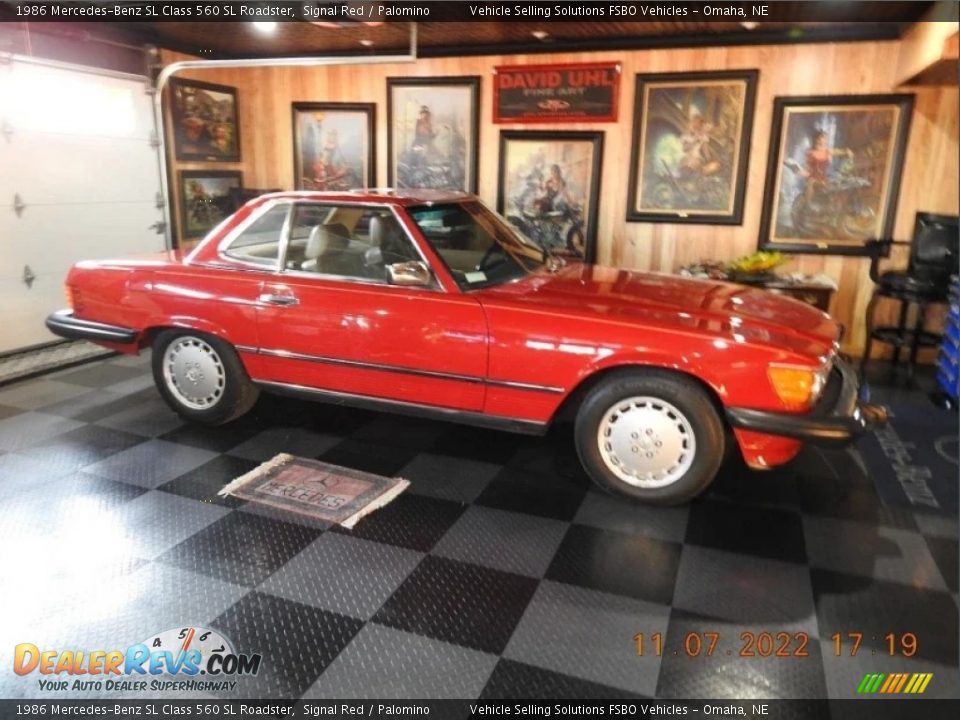 1986 Mercedes-Benz SL Class 560 SL Roadster Signal Red / Palomino Photo #23