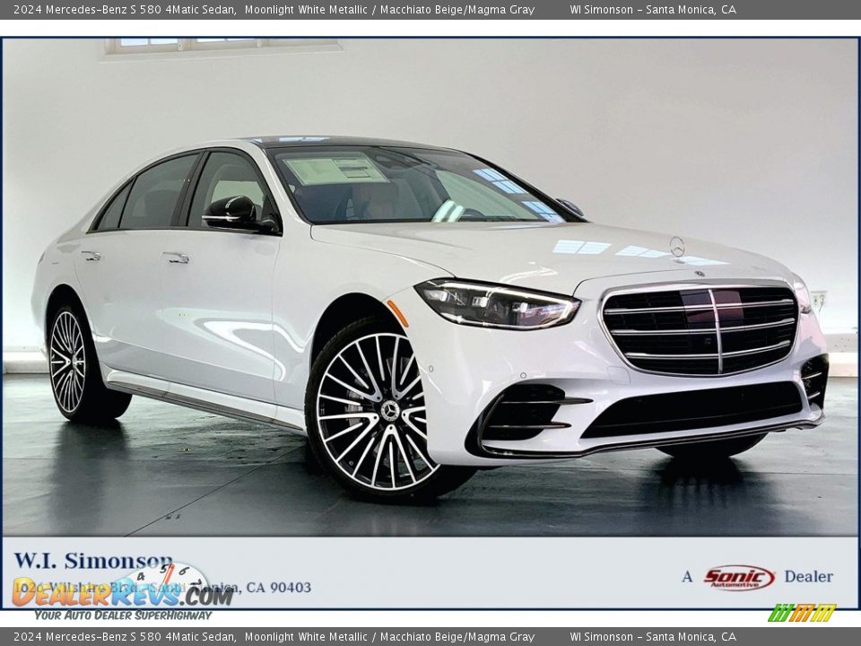 2024 Mercedes-Benz S 580 4Matic Sedan Moonlight White Metallic / Macchiato Beige/Magma Gray Photo #1