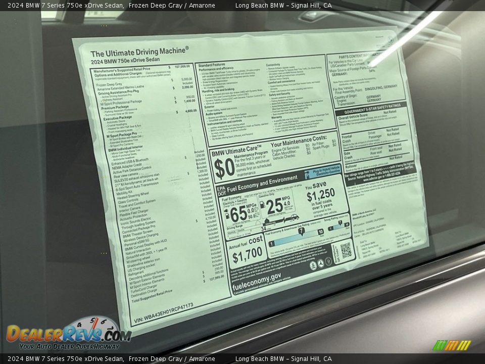 2024 BMW 7 Series 750e xDrive Sedan Window Sticker Photo #28