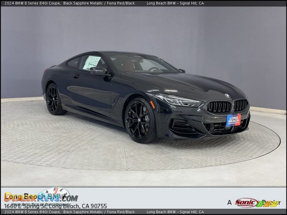 2024 BMW 8 Series 840i Coupe Black Sapphire Metallic / Fiona Red/Black Photo #1