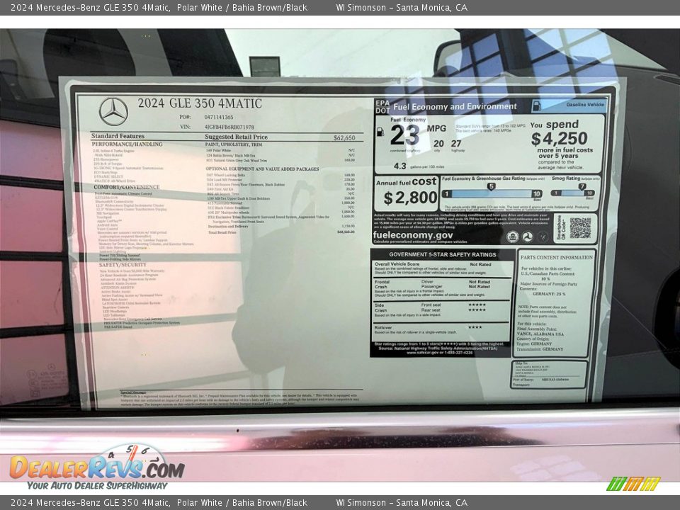 2024 Mercedes-Benz GLE 350 4Matic Window Sticker Photo #13