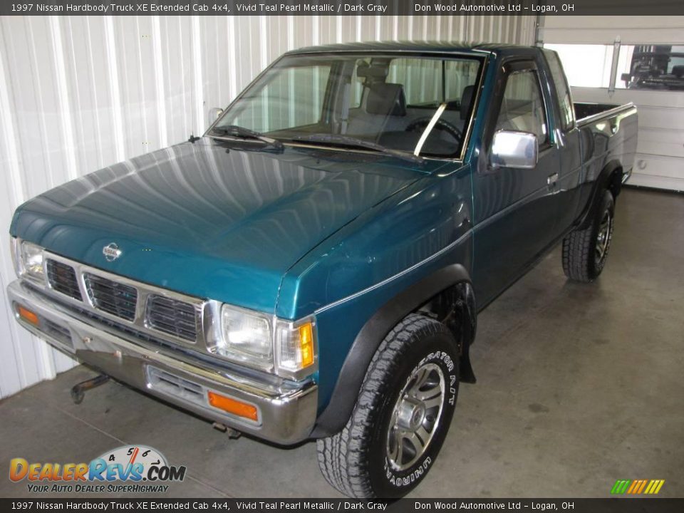 1997 Nissan Hardbody Truck XE Extended Cab 4x4 Vivid Teal Pearl Metallic / Dark Gray Photo #2