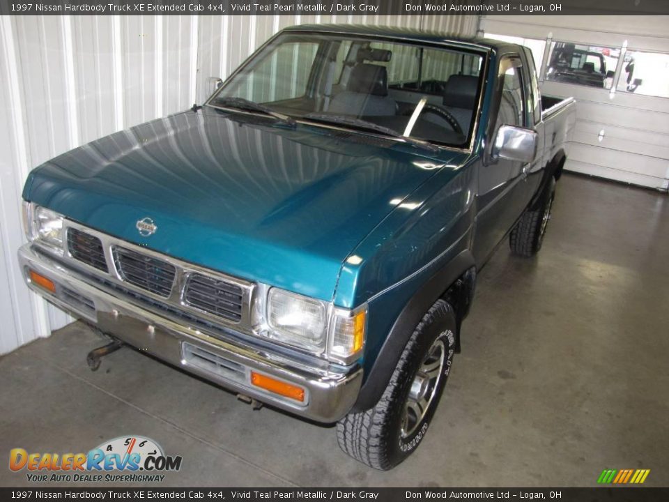 1997 Nissan Hardbody Truck XE Extended Cab 4x4 Vivid Teal Pearl Metallic / Dark Gray Photo #10