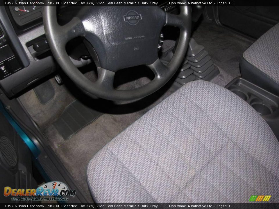 1997 Nissan Hardbody Truck XE Extended Cab 4x4 Vivid Teal Pearl Metallic / Dark Gray Photo #14