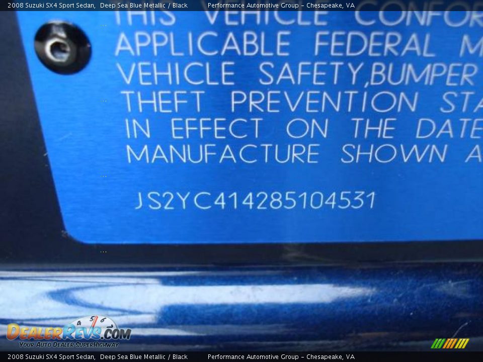 2008 Suzuki SX4 Sport Sedan Deep Sea Blue Metallic / Black Photo #17