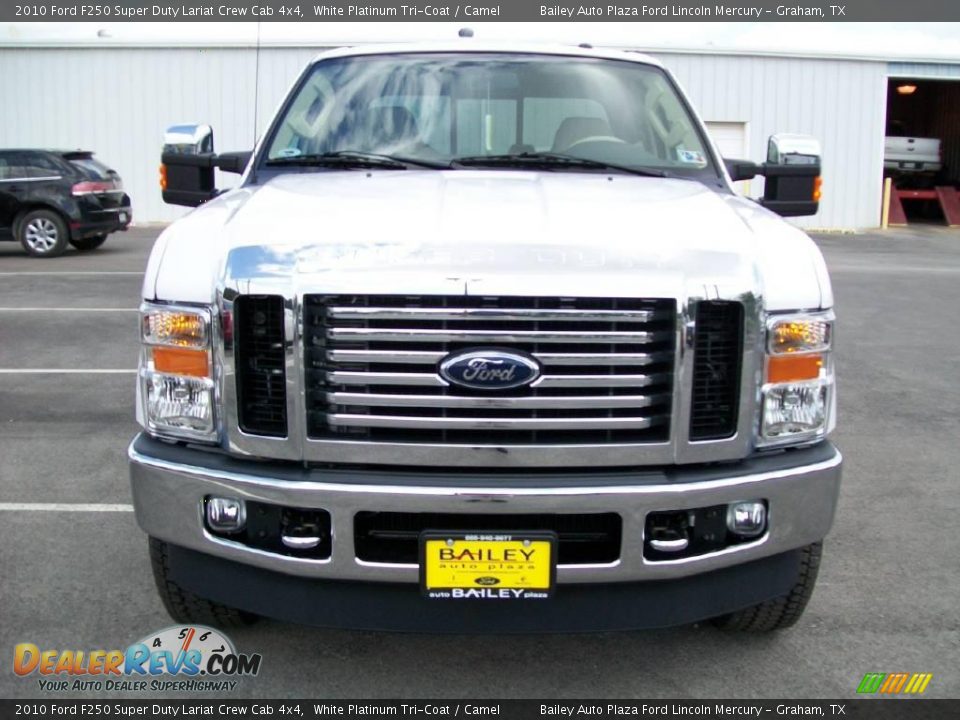 2010 Ford F250 Super Duty Lariat Crew Cab 4x4 White Platinum Tri-Coat / Camel Photo #1