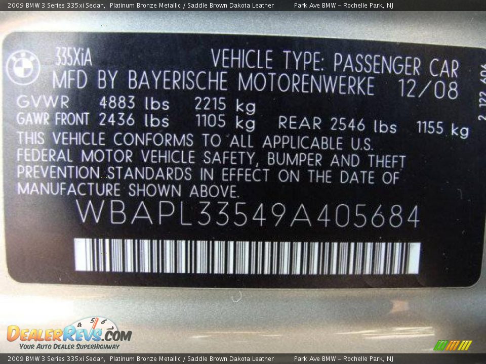 2009 BMW 3 Series 335xi Sedan Platinum Bronze Metallic / Saddle Brown Dakota Leather Photo #26