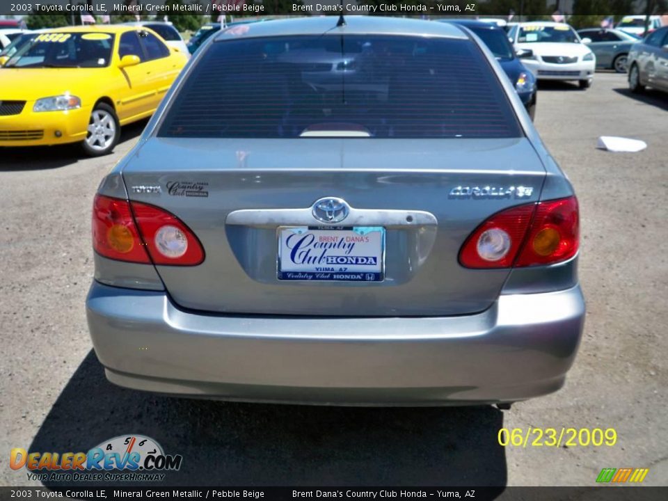2003 Toyota Corolla LE Mineral Green Metallic / Pebble Beige Photo #3