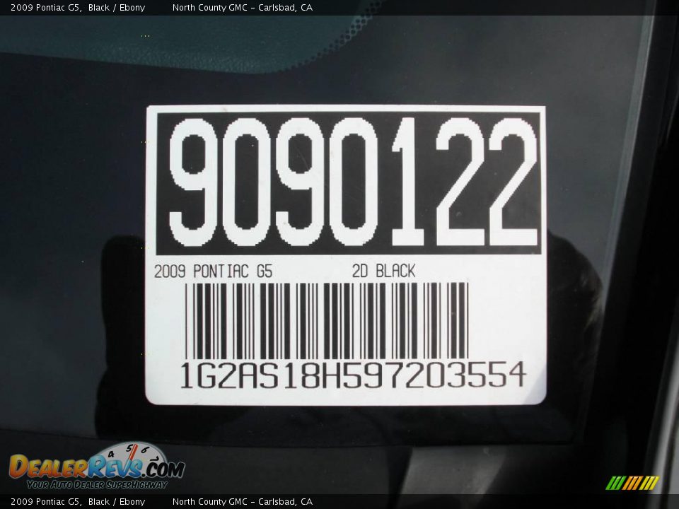 2009 Pontiac G5 Black / Ebony Photo #12