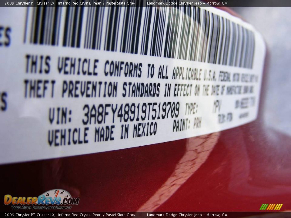 2009 Chrysler PT Cruiser LX Inferno Red Crystal Pearl / Pastel Slate Gray Photo #14