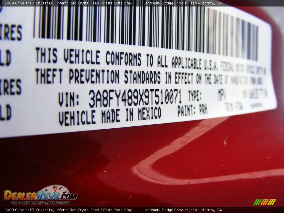 2009 Chrysler PT Cruiser LX Inferno Red Crystal Pearl / Pastel Slate Gray Photo #14