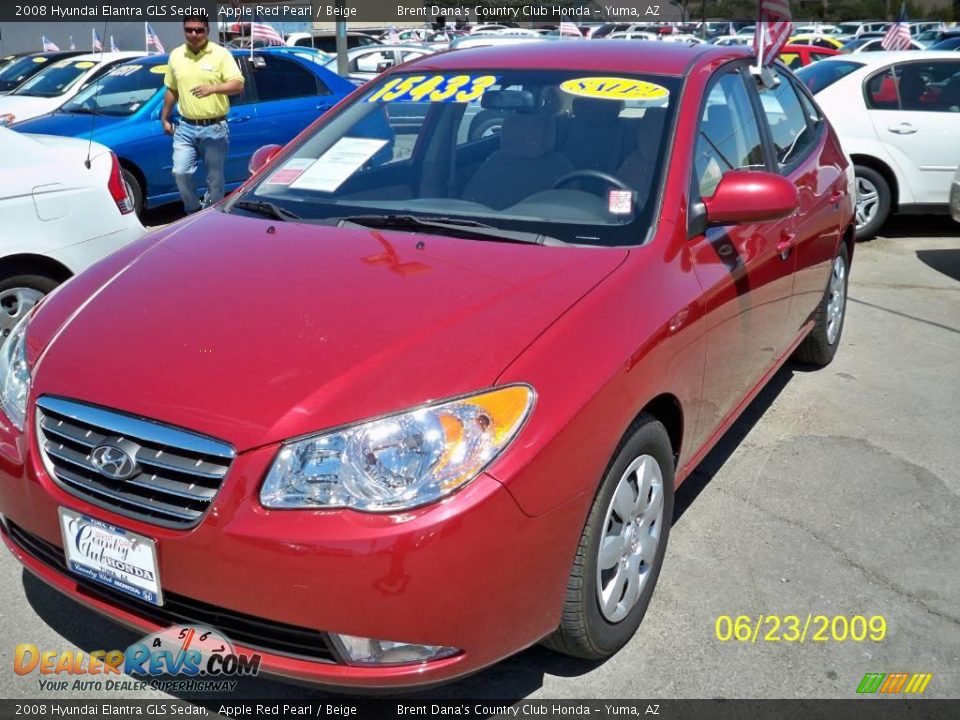 2008 Hyundai Elantra GLS Sedan Apple Red Pearl / Beige Photo #1
