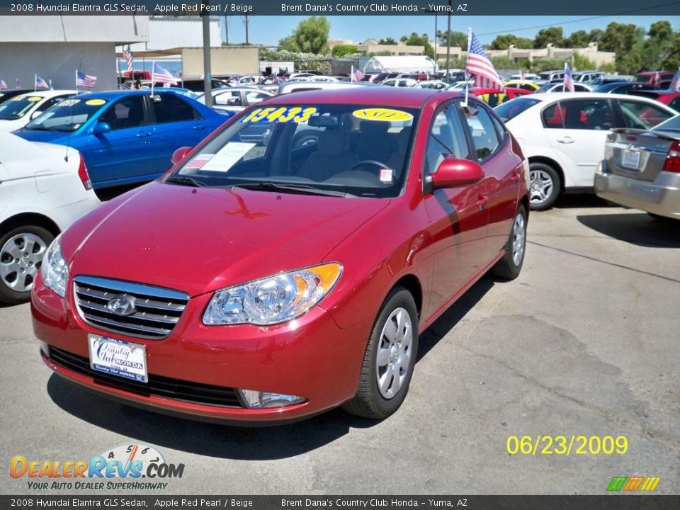 2008 Hyundai Elantra GLS Sedan Apple Red Pearl / Beige Photo #2