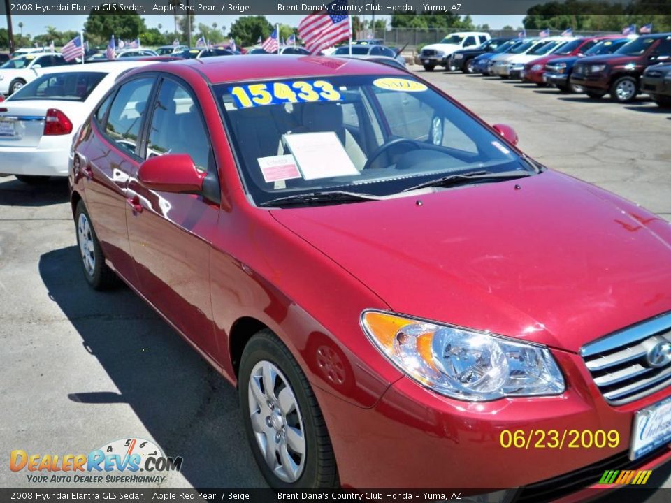 2008 Hyundai Elantra GLS Sedan Apple Red Pearl / Beige Photo #3
