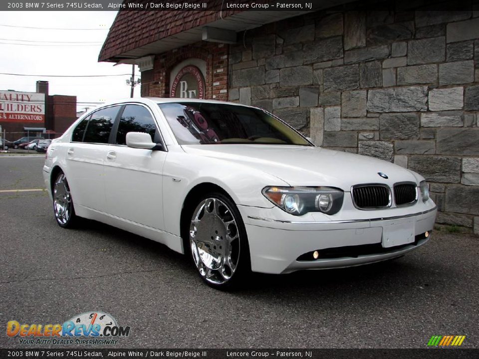 2003 BMW 7 Series 745Li Sedan Alpine White / Dark Beige/Beige III Photo #2