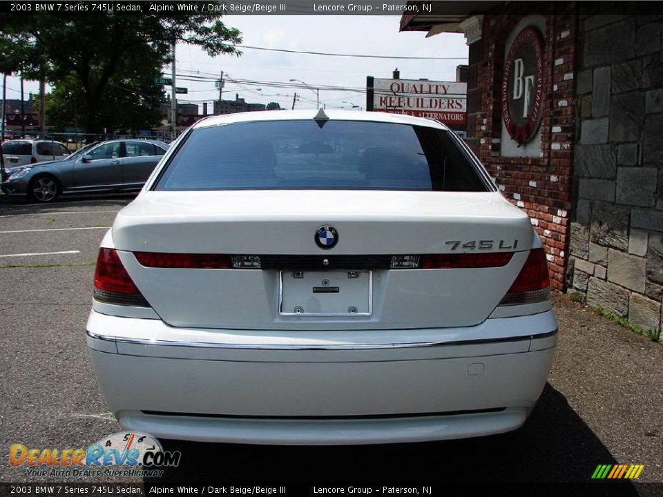 2003 BMW 7 Series 745Li Sedan Alpine White / Dark Beige/Beige III Photo #28