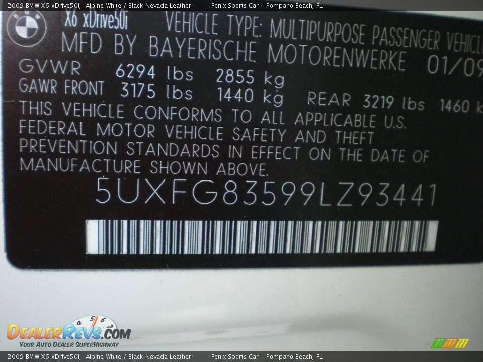 2009 BMW X6 xDrive50i Alpine White / Black Nevada Leather Photo #26