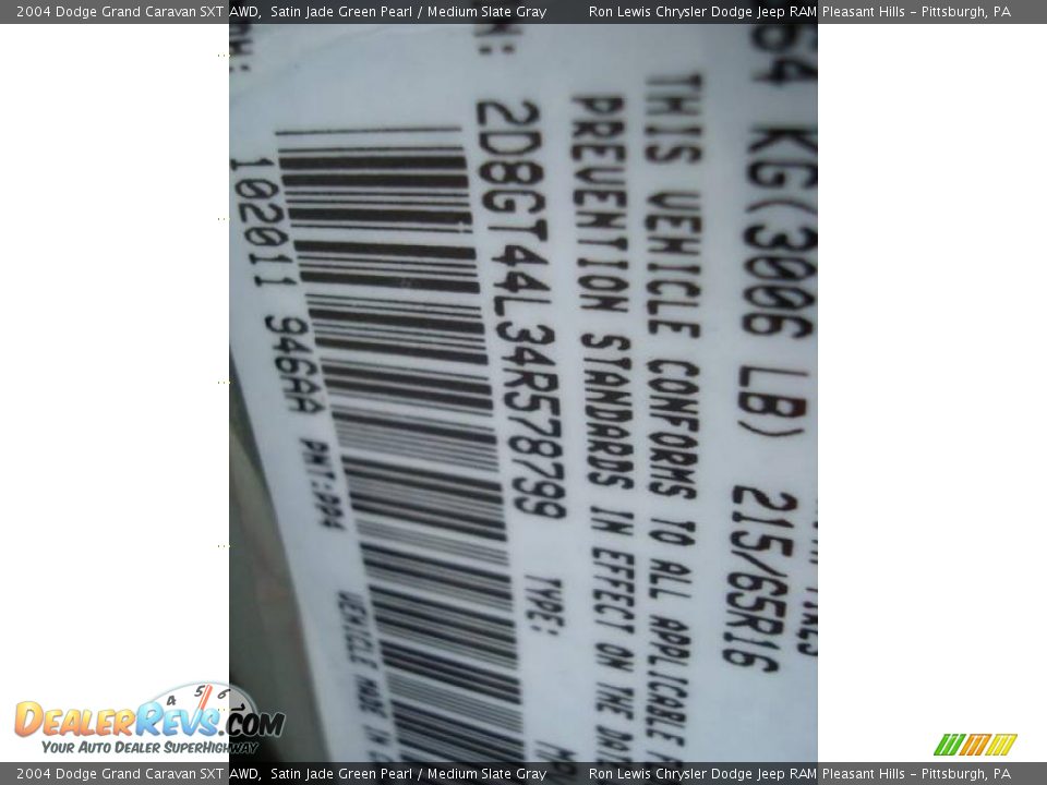 2004 Dodge Grand Caravan SXT AWD Satin Jade Green Pearl / Medium Slate Gray Photo #24