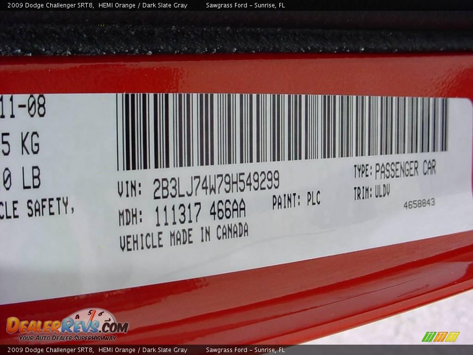2009 Dodge Challenger SRT8 HEMI Orange / Dark Slate Gray Photo #25