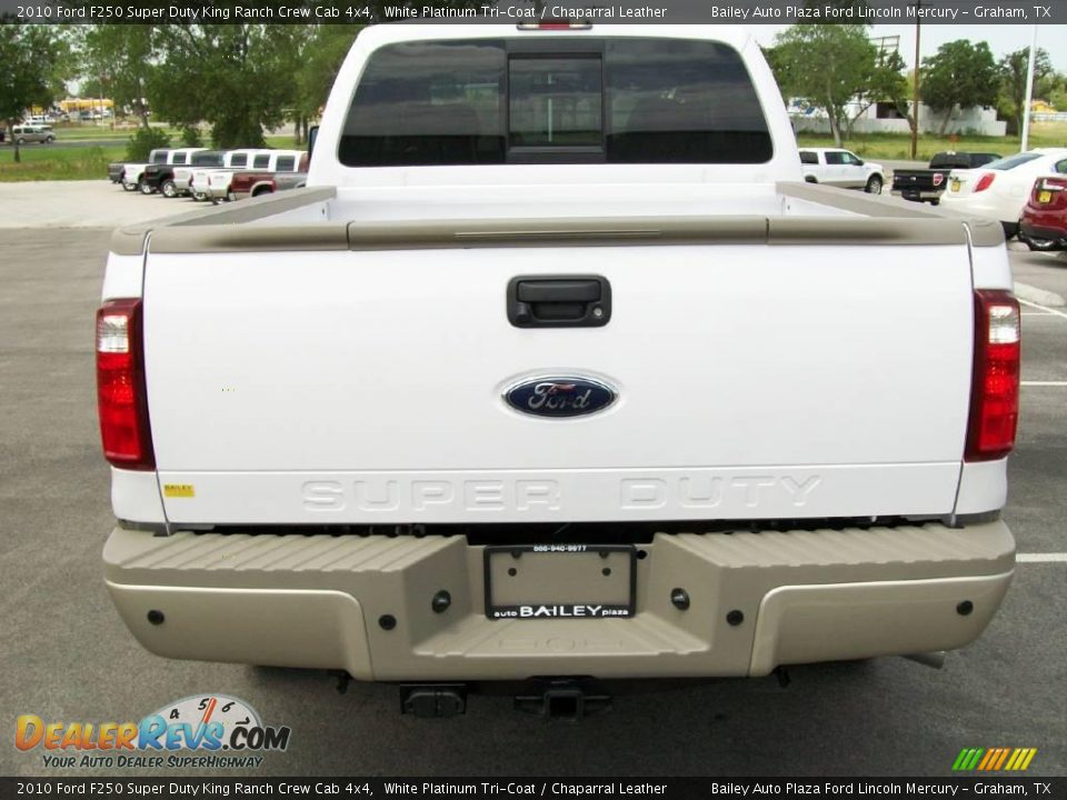 2010 Ford F250 Super Duty King Ranch Crew Cab 4x4 White Platinum Tri-Coat / Chaparral Leather Photo #6