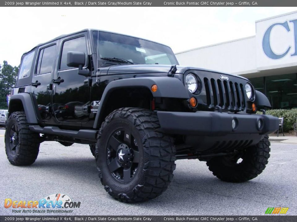 2009 Jeep Wrangler Unlimited X 4x4 Black / Dark Slate Gray/Medium Slate Gray Photo #2