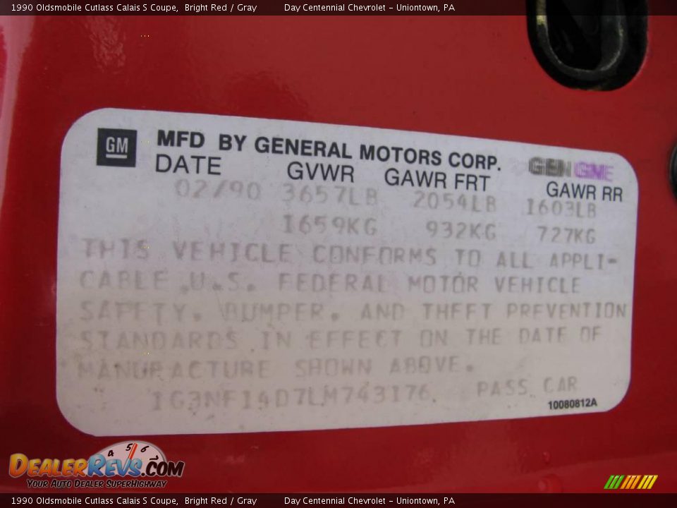 1990 Oldsmobile Cutlass Calais S Coupe Bright Red / Gray Photo #15