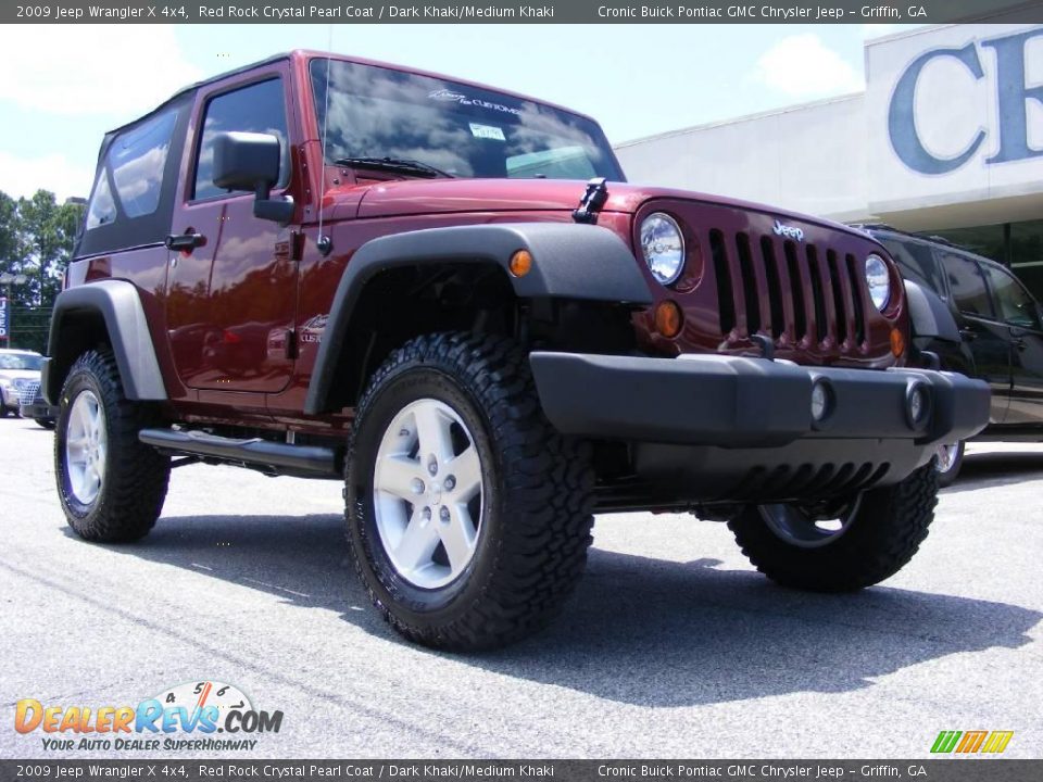 2009 Jeep Wrangler X 4x4 Red Rock Crystal Pearl Coat / Dark Khaki/Medium Khaki Photo #2