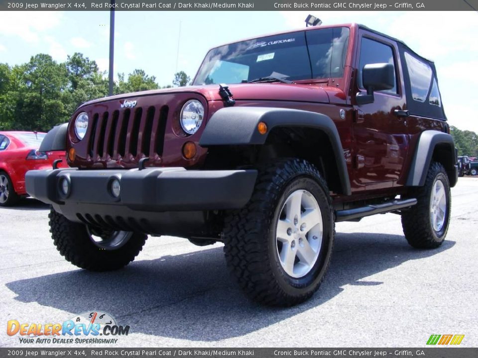 2009 Jeep Wrangler X 4x4 Red Rock Crystal Pearl Coat / Dark Khaki/Medium Khaki Photo #4
