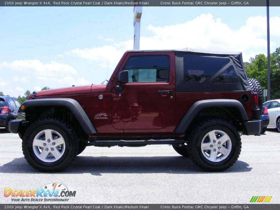 2009 Jeep Wrangler X 4x4 Red Rock Crystal Pearl Coat / Dark Khaki/Medium Khaki Photo #5
