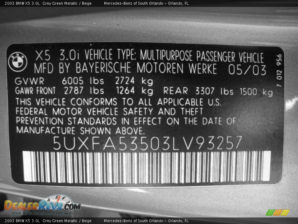 2003 BMW X5 3.0i Grey Green Metallic / Beige Photo #24