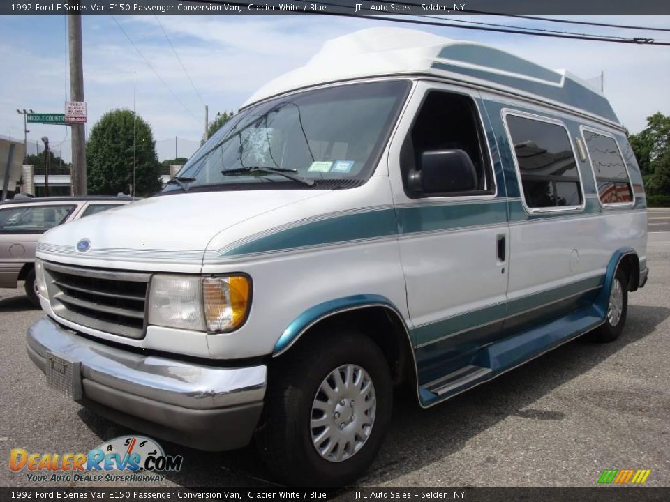 1992 Ford E Series Van E150 Passenger Conversion Van Glacier White / Blue Photo #1