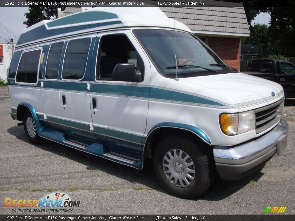 1992 Ford E Series Van E150 Passenger Conversion Van Glacier White / Blue Photo #7