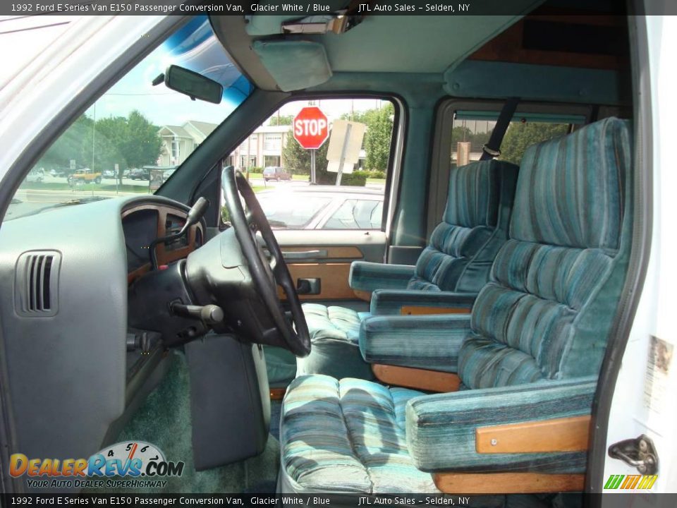 1992 Ford E Series Van E150 Passenger Conversion Van Glacier White / Blue Photo #9