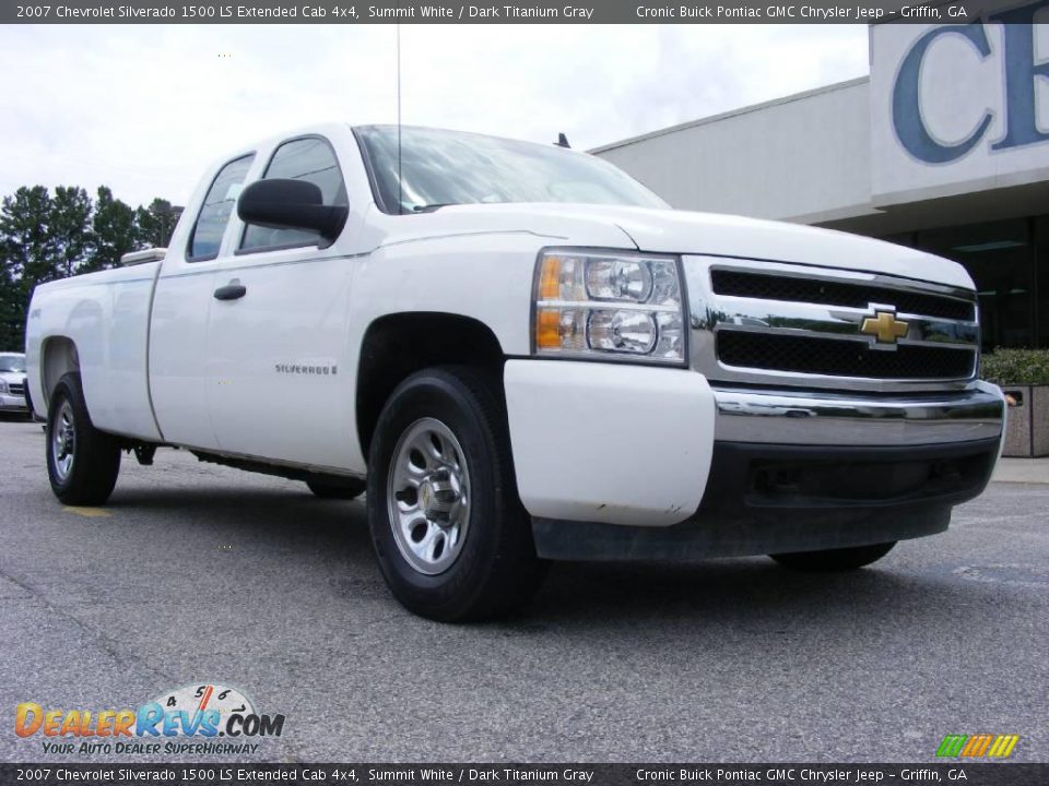 2007 Chevrolet Silverado 1500 LS Extended Cab 4x4 Summit White / Dark Titanium Gray Photo #2