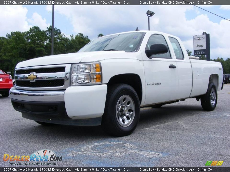 2007 Chevrolet Silverado 1500 LS Extended Cab 4x4 Summit White / Dark Titanium Gray Photo #4