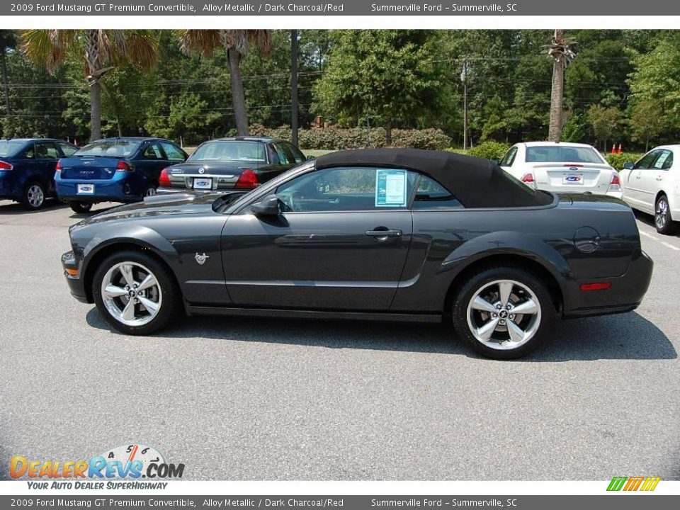 2009 Ford Mustang GT Premium Convertible Alloy Metallic / Dark Charcoal/Red Photo #2