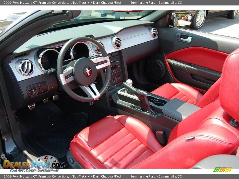 2009 Ford Mustang GT Premium Convertible Alloy Metallic / Dark Charcoal/Red Photo #6