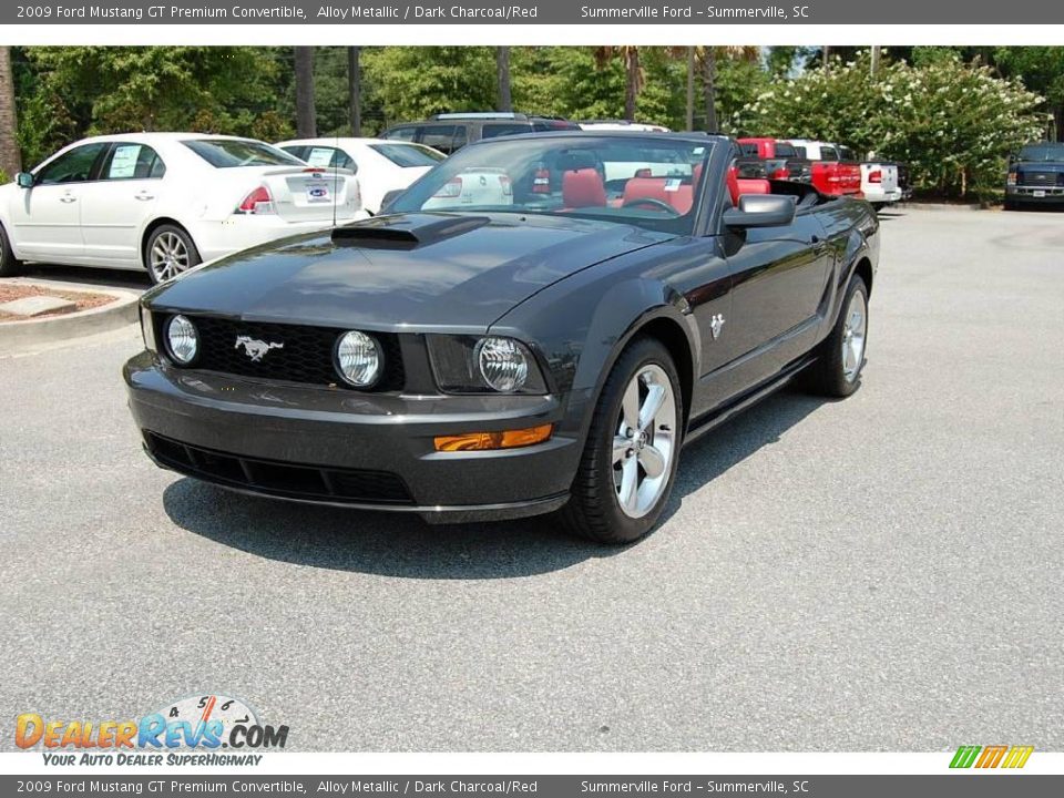 2009 Ford Mustang GT Premium Convertible Alloy Metallic / Dark Charcoal/Red Photo #14