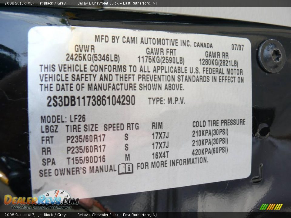 2008 Suzuki XL7 Jet Black / Grey Photo #15