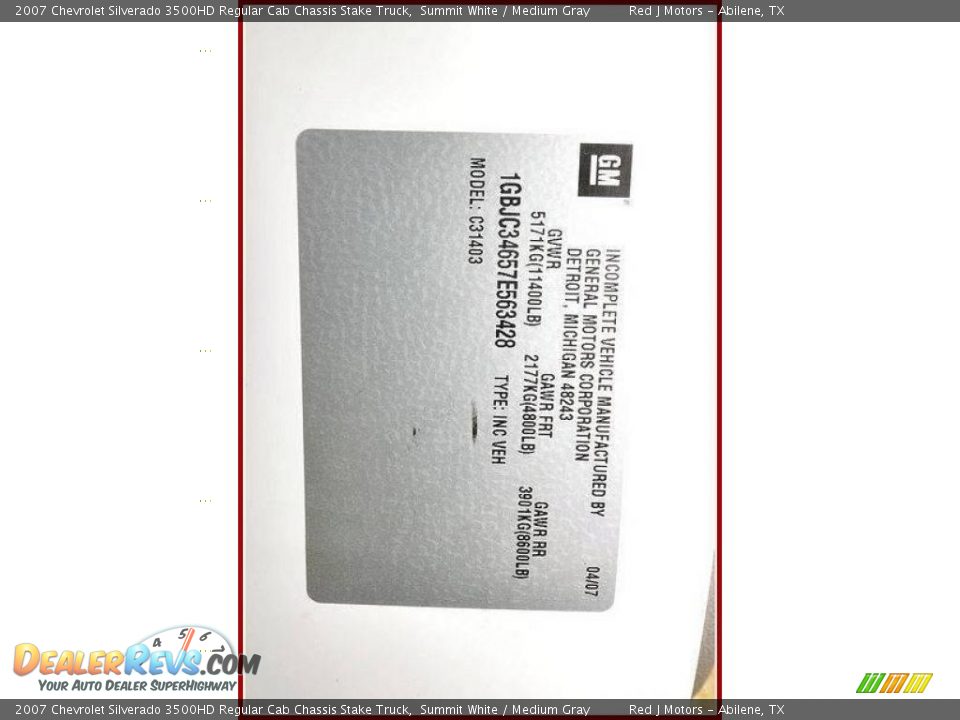 2007 Chevrolet Silverado 3500HD Regular Cab Chassis Stake Truck Summit White / Medium Gray Photo #26