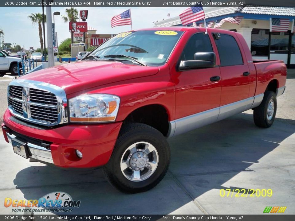 2006 Dodge Ram 1500 Laramie Mega Cab 4x4 Flame Red / Medium Slate Gray Photo #2