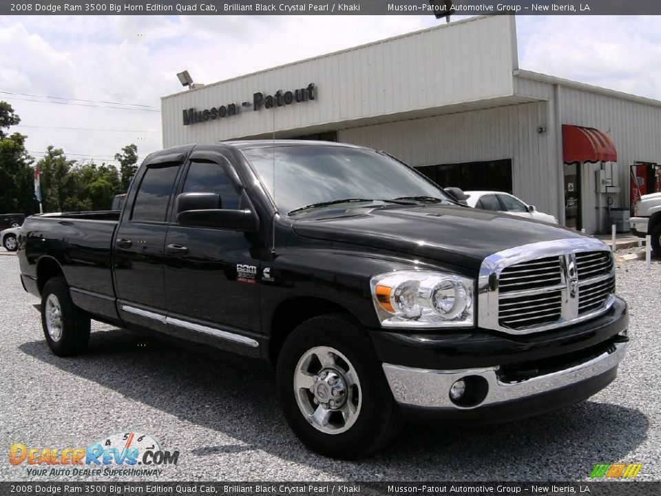 2008 Dodge Ram 3500 Big Horn Edition Quad Cab Brilliant Black Crystal Pearl / Khaki Photo #1
